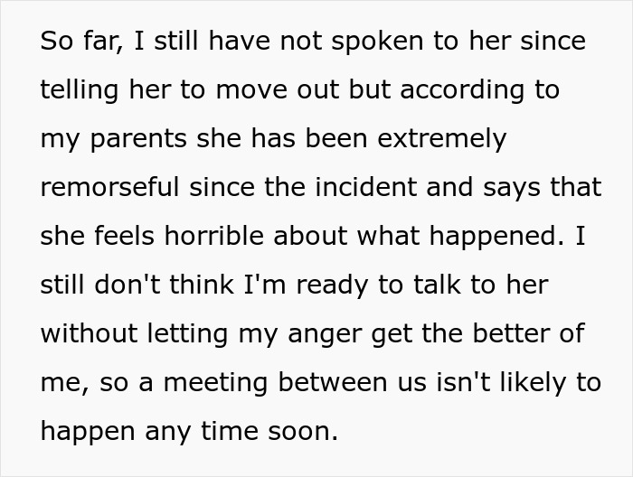 Text about not speaking to a sister after refusing to pay for college due to a toddler's concussion incident.