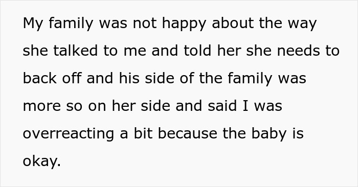 Text about family disagreement over in-law interactions and baby care. Text about family disagreement over in-law interactions and baby care.