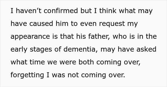 Text discussing family dynamics during Christmas, with focus on husband's father experiencing early dementia stages.