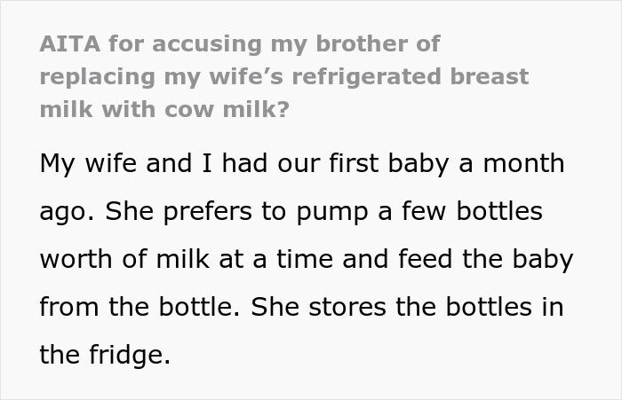 Text discussing replacing refrigerated breast milk with cow milk. Text discussing replacing refrigerated breast milk with cow milk.