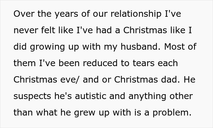 Text describing emotional Christmas experiences and marital challenges.
