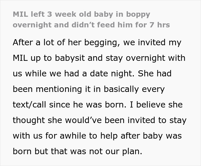 MIL Lets Infant Sleep Unsafely And Go Without Food For 7 Hours, Stunned When Banned From Babysitting MIL Lets Infant Sleep Unsafely And Go Without Food For 7 Hours, Stunned When Banned From Babysitting