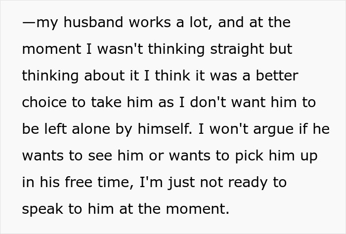 Text from woman facing poor treatment by MIL about her husband's work and family decisions.