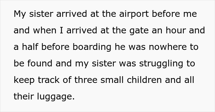 Text describing a woman's airport experience with her sister's family issues.