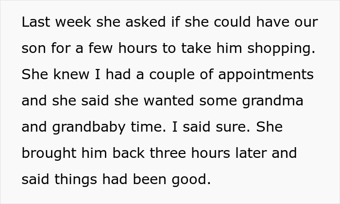 Text discussing a new mom upset over missing one of her baby's firsts due to a <a target= Text discussing a new mom upset over missing one of her baby's firsts due to a <a target=