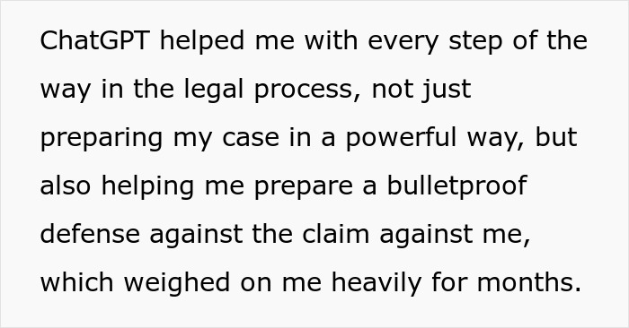 ChatGPT aids tenant in legal defense, helping against landlord's claim with a strong, prepared case.