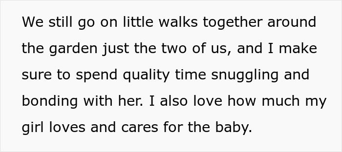 Text discussing bonding time and care between a new mom, her baby, and their cat. Text discussing bonding time and care between a new mom, her baby, and their cat.