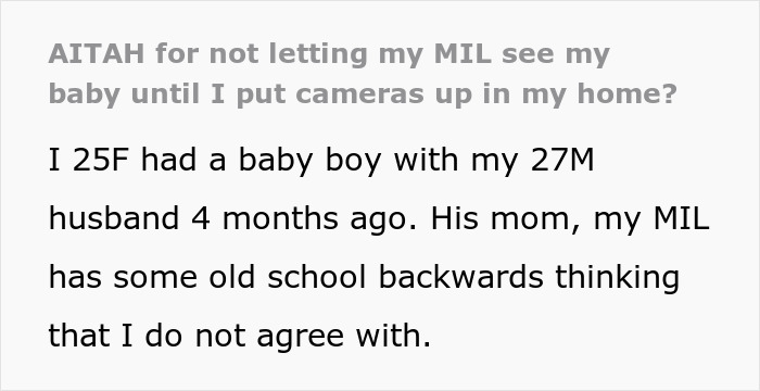 Woman discussing not allowing MIL to see baby due to differing beliefs. Woman discussing not allowing MIL to see baby due to differing beliefs.