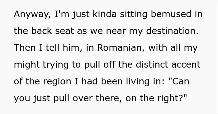 Text conversation in the back seat reveals a woman's clever response to a judgmental driver. Text conversation in the back seat reveals a woman's clever response to a judgmental driver.