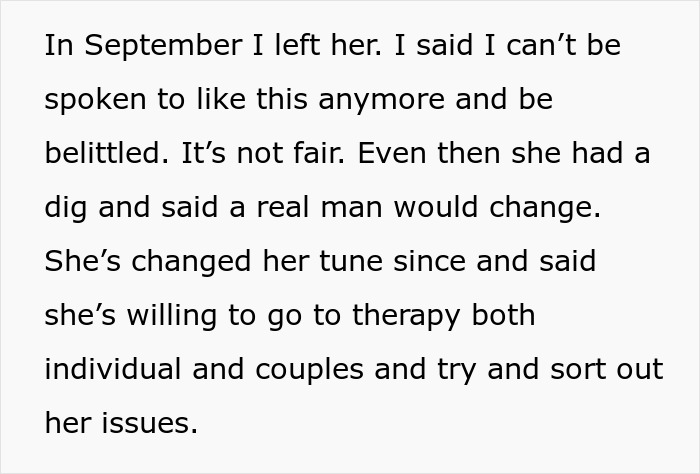 Text about a husband feeling belittled for baking and liking Taylor Swift, considering divorce and therapy. Text about a husband feeling belittled for baking and liking Taylor Swift, considering divorce and therapy.
