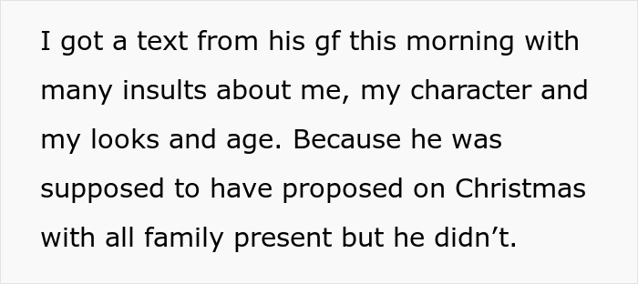 Text message excerpt reveals ex-husband's regrets about ending 17-year marriage after ex-wife's critical comment. Text message excerpt reveals ex-husband's regrets about ending 17-year marriage after ex-wife's critical comment.