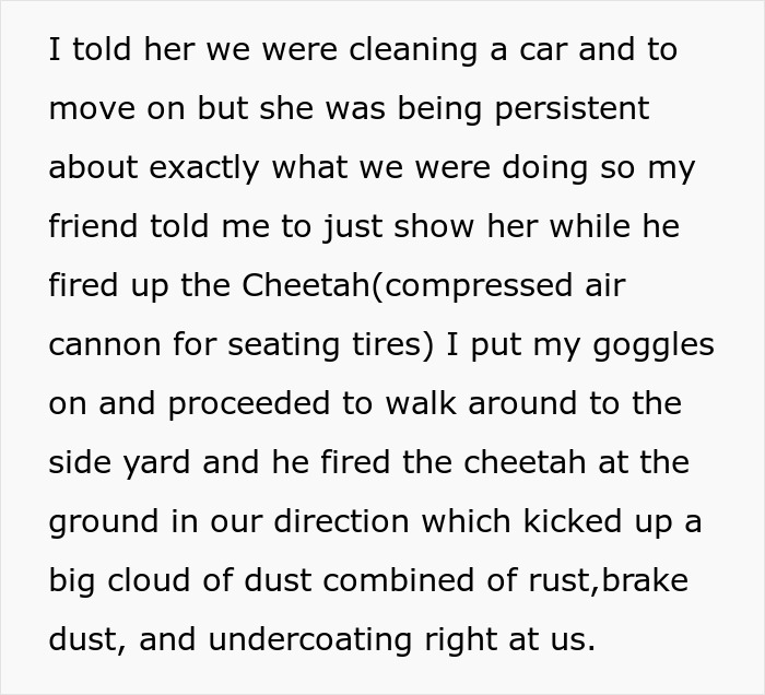 Text about a persistent inquiry while using a compressed air cannon for petty revenge.