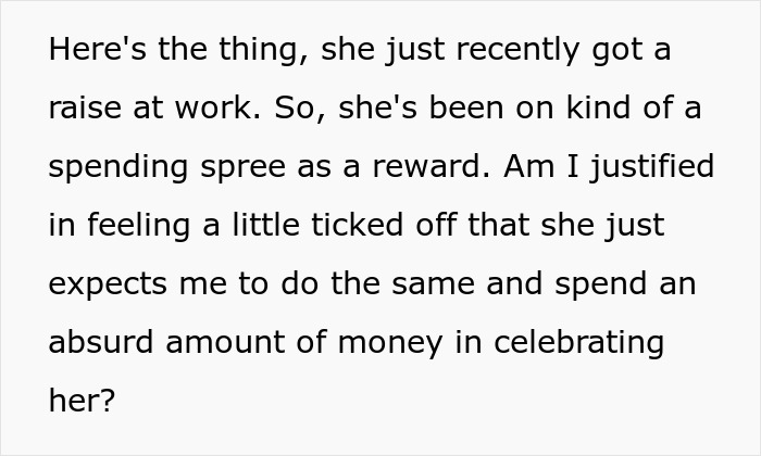 Text expressing frustration over friend expecting lavish birthday celebration. Text expressing frustration over friend expecting lavish birthday celebration.