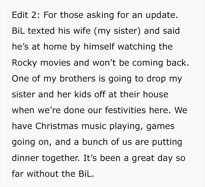 Text update about brother watching Rocky movies during Christmas festivities at home. Text update about brother watching Rocky movies during Christmas festivities at home.