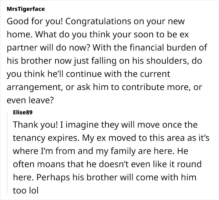 Text conversation about a woman's frustration with her boyfriend and freeloading brother-in-law.