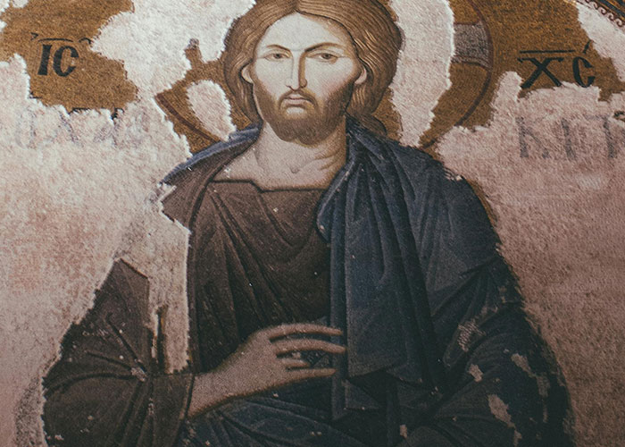 Aged religious painting found in someone else's home.