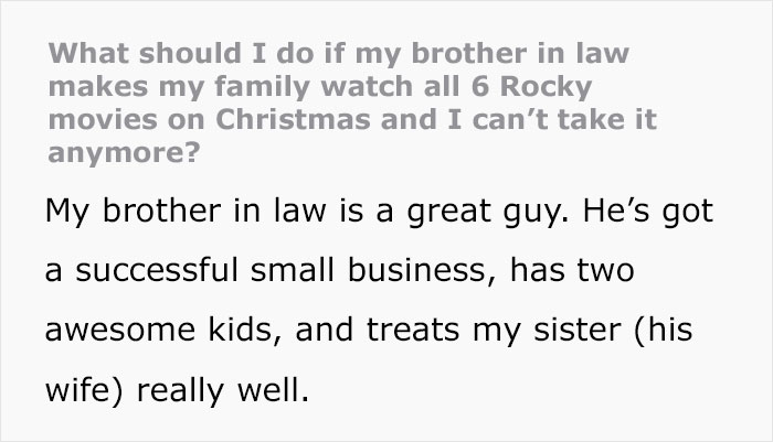 Text discussing watching all 6 Rocky movies on Christmas with family. Text discussing watching all 6 Rocky movies on Christmas with family.
