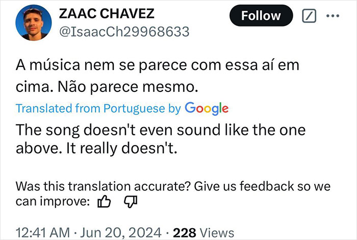 Tweet questioning plagiarism claim in Adele's song, highlighting translation accuracy issues.
