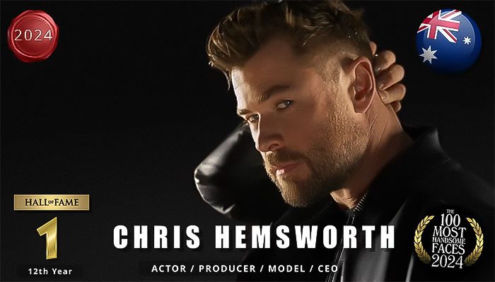 A man ranked as one of the most handsome men of 2024, with a serious expression, facing sideways, wearing a dark outfit.