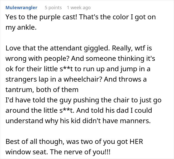 Text reaction to an incident where a woman in a wheelchair faced a conflict with a "Karen" at an airport. Text reaction to an incident where a woman in a wheelchair faced a conflict with a "Karen" at an airport.