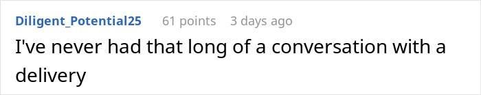 Reddit comment about having a long conversation with a DoorDash driver.