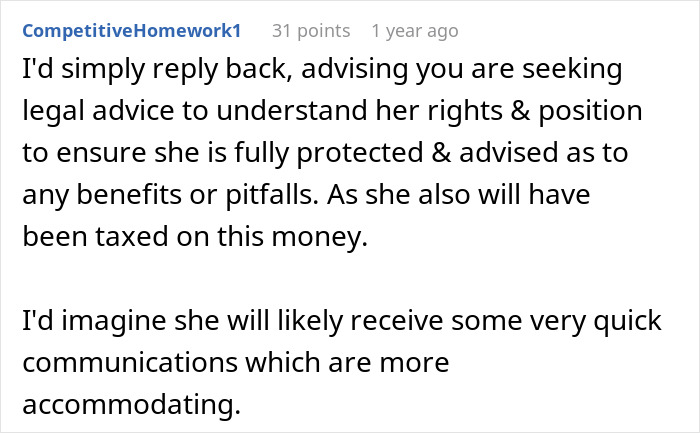 Comment discussing legal advice for handling employer demands related to a 16-months overpayment issue.