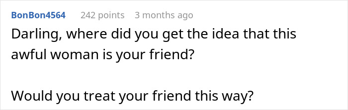 Text screenshot about friend reconsidering a wedding invite due to gift expectations.