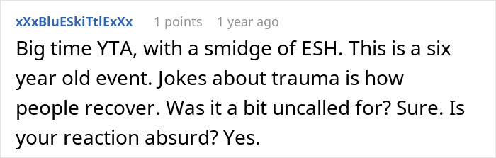 Comment discussing reactions to a joke about pregnant mistresses. Comment discussing reactions to a joke about pregnant mistresses.