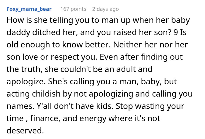 Comment on relationship issues, discussing lack of respect and honesty, advising husband on dealing with wife's behavior.