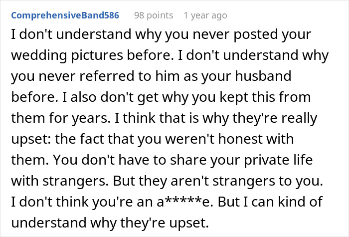 Comment discussing a woman's secret affecting her roommates' feelings about honesty. Comment discussing a woman's secret affecting her roommates' feelings about honesty.
