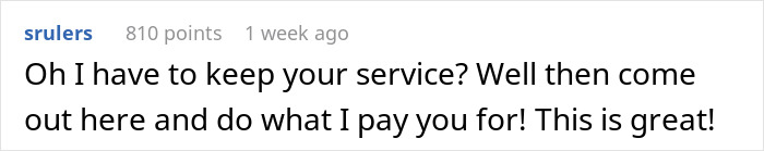 Comment about a company regretting a decision on service retention, expressing frustration and sarcasm.