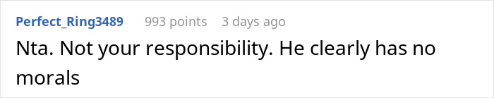 Reddit comment criticizing a husband's infidelity, supporting woman's choice not to babysit deceased friend's kids.
