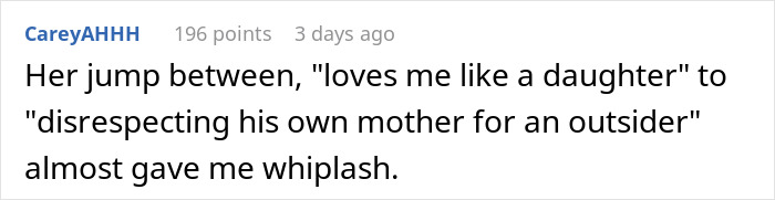 Comment on fianc&eacute;'s mom being uncomfortable, highlighting tension in wedding dress choice.