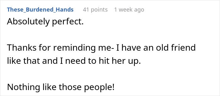 Reddit comment discussing reconnecting with old friends.