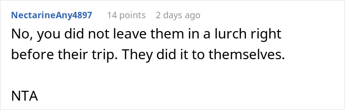 Reddit comment about allergies and pet care: "NTA, you didn't leave them in a lurch.