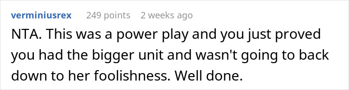 Reddit comment about a controlling MIL disliking son-in-law's stair-sitting habit, supportive response.