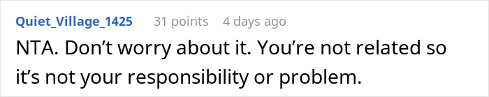 Reddit comment discussing dad&rsquo;s guilt trip over responsibility for stepsister.