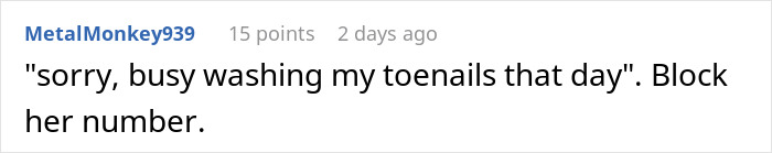 Comment mocking a woman for disregarding a friend's birthday and suggesting to block her. Comment mocking a woman for disregarding a friend's birthday and suggesting to block her.