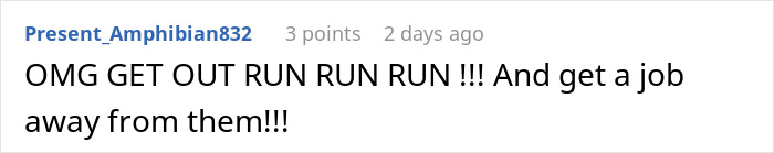 Reddit comment advising to escape and find independence from parents wanting daughter's money. Reddit comment advising to escape and find independence from parents wanting daughter's money.