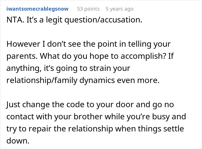 Reddit comment discussing family dynamics and advice on brother replacing breast milk with cow milk. Reddit comment discussing family dynamics and advice on brother replacing breast milk with cow milk.