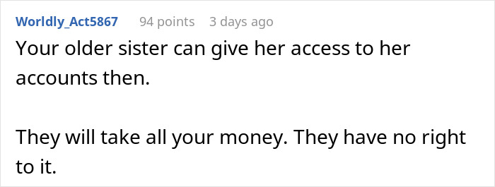 Text discussing money concerns in a family emergency situation. Text discussing money concerns in a family emergency situation.