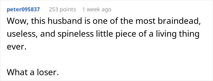 Reddit comment criticizing a husband's stance on keeping kids away from a gay aunt.