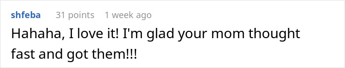 Comment praising a mom's clever response in a viral story about a company's regrettable decision.