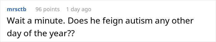 A Reddit comment discussing feigned behavior during Christmas events.