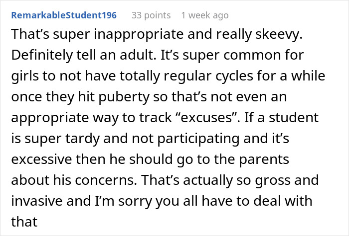 Comment criticizing a teacher's approach to tracking student attendance, calling it inappropriate and invasive. Comment criticizing a teacher's approach to tracking student attendance, calling it inappropriate and invasive.