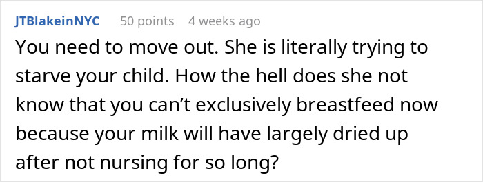 Screenshot of a comment discussing roommate's actions with baby formula labeled as "poison. Screenshot of a comment discussing roommate's actions with baby formula labeled as "poison.