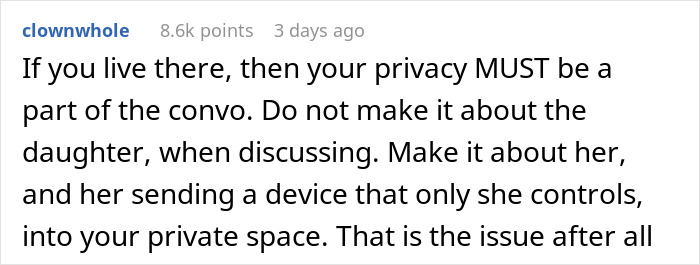 Reddit comment about privacy concerns involving a Gizmo Watch in a personal space. Reddit comment about privacy concerns involving a Gizmo Watch in a personal space.
