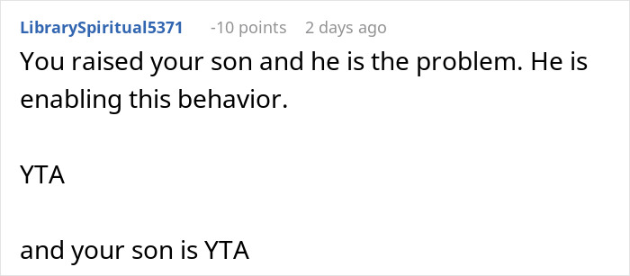 Comment criticizing son&rsquo;s behavior regarding entitled girlfriend on Bahamas trip.
