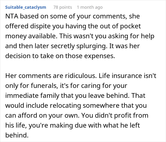 Text discussing a mother covering funeral costs, addressing life insurance and family care. Text discussing a mother covering funeral costs, addressing life insurance and family care.