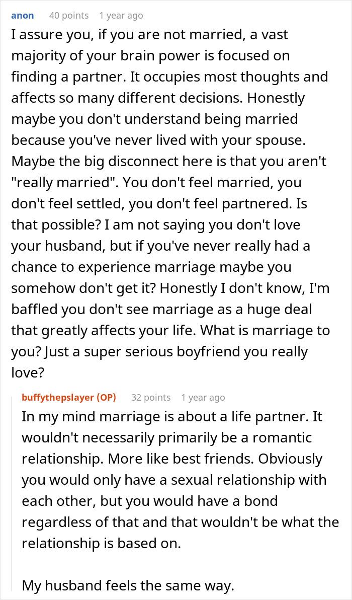 Reddit discussion about marriage and partnership perspectives. Reddit discussion about marriage and partnership perspectives.
